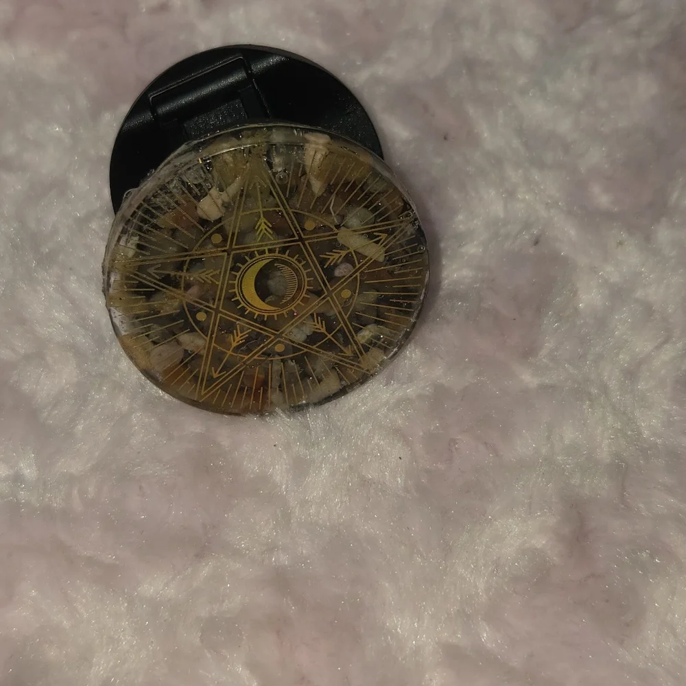 Mystical Gold Star Pattern Orgonite Phone Grip